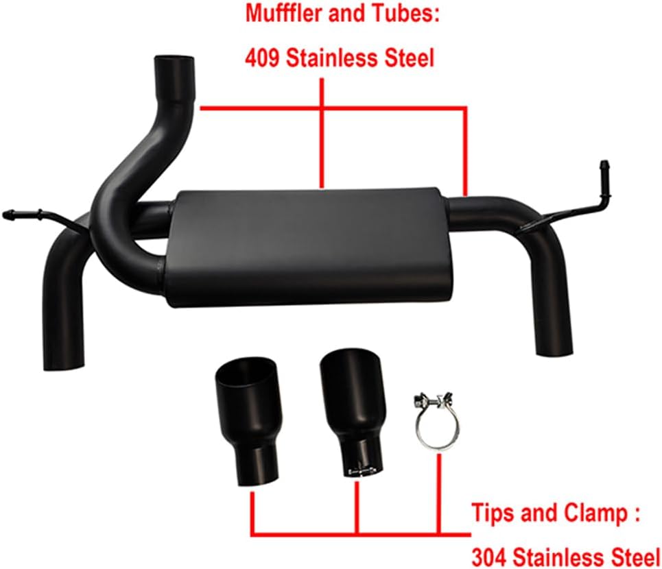 ETL Performance Exhaust Kit fits for 2007-2018 Jeep Wrangler JK Axle-Back Exhaust Kit JK Muffler Exhaust System JK Accessories