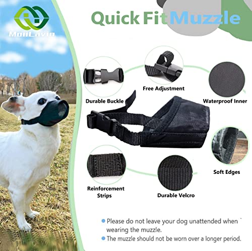 Moiilavin Dog Muzzle Xs (2 Packs) For Small Dogs With Long Snout Quick Fit Dog Muzzle Adjustable Prevent From Biting Barking And Chewing Xs Soft Muzzle (Black+Blue) #TOP3
