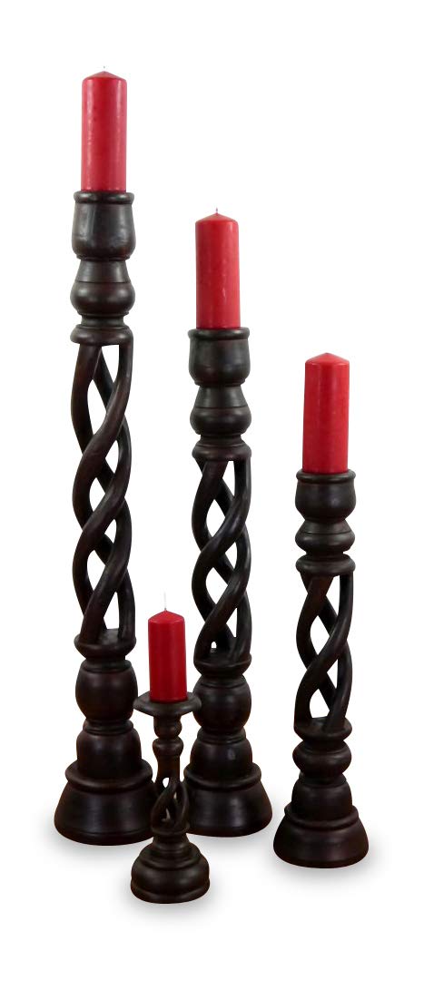 livasia Kerzenständer, Kerzensäule gedreht, Kerzenleuchter, Stimmungsleuchter (3er Set)