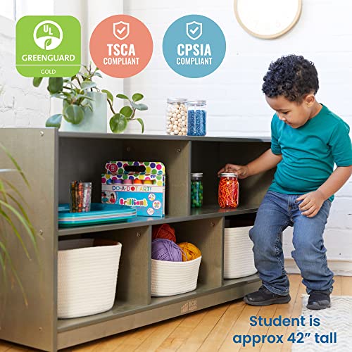 ECR4Kids 5-Compartment Mobile Storage Cabinet, Toddler, Classroom Furniture, Grey Wash by ECR4Kids - Image 4