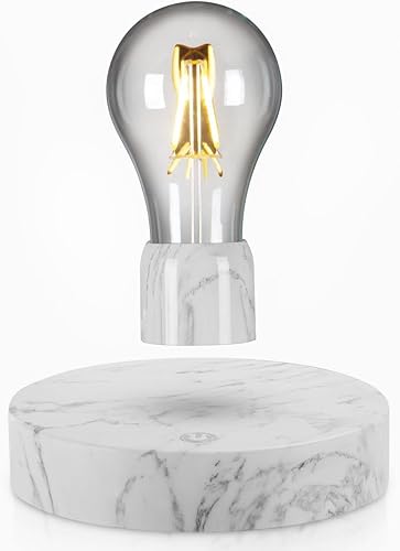 VGAzer Bombilla de luz magnética de levitación inalámbrica, lámpara de escritorio de luz LED de levitación, luz nocturna giratoria automática de 360