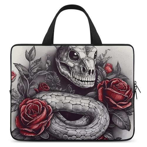 Sac à bandoulière pour ordinateur portable rose rouge sacoche PC bandoulière unisexe serpent