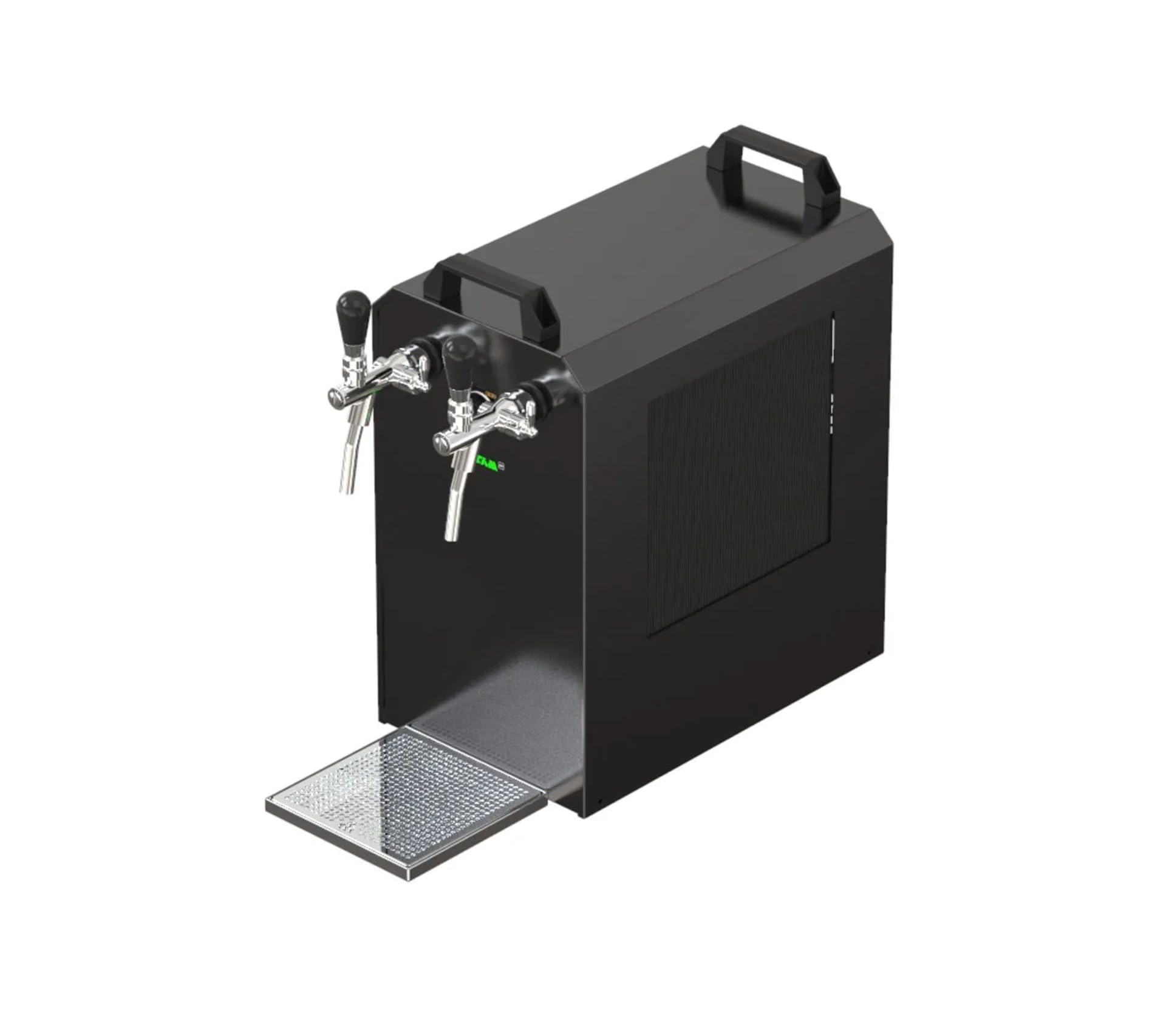 Kit completo bajo encimera Stream 80K - sistema dispensador cerveza 2 líneas enfriador seco flujo continuo con bomba aire, torre cepillada y cabezas grifo NC/keykeg