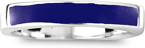AeraVida Rectangular Bar Simulated Blue Lapis-Lazuli Inlay .925 Sterling Silver Ring Classic Wedding Rings For Women Casual Comfort Fit Silver