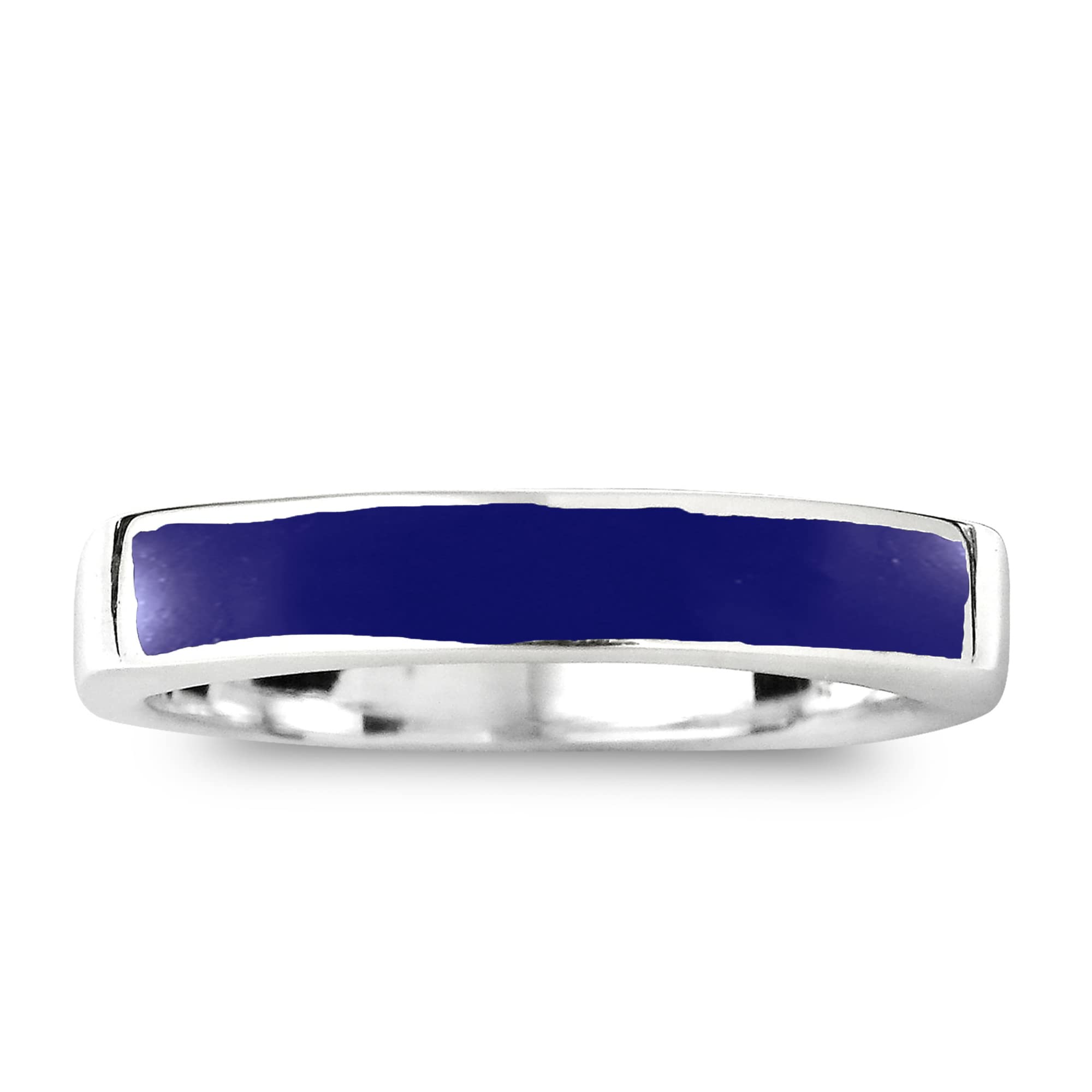 AeraVidaAeraVida Rectangular Bar Simulated Blue Lapis-Lazuli Inlay .925 Sterling Silver Ring | Classic Wedding Rings For Women | Casual Comfort Fit Silver Rings for Women | Gift for Women