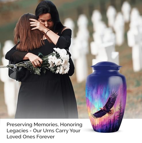 Image of Eagle Urn - Large Cremation Urn for Ashes for Women - Keepsake Urns for Funeral - Decorative Burial Urns - Combo of 10 Inch & 3 Inch
