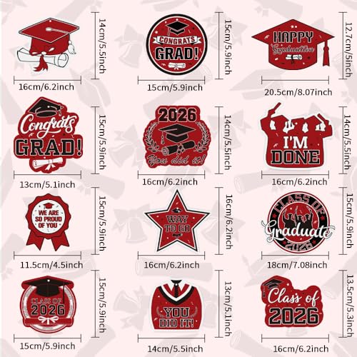Image of Graduation Hanging Swirls Decorations, Red and Black Graduation Party Decorations, 30PCS Class of 2026 Streamers Ornaments for Classroom Ceiling Office High School College Congrats Grad Party Favors