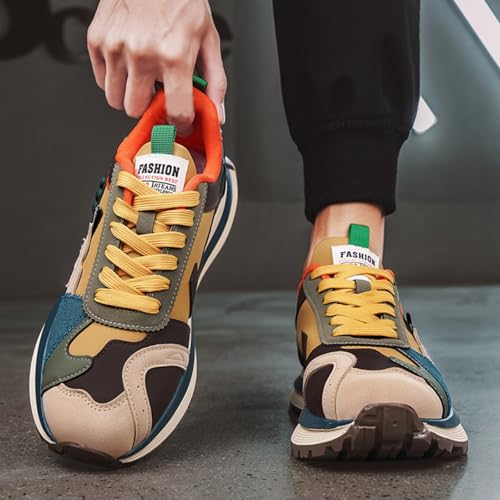 Mens Fashion Multicolor Lace-Up Platform Sneakers Low-Top Non Slip Round Toe Casual Chunky Sports Shoes for Gym Sports Tennis Jogging Running Walking2