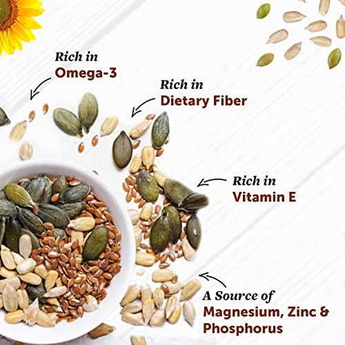 Image of Neuherbs Omega-3 Fiber 4-in-1 raw & Unroasted seeds mix 200g | Diet snacks | Super Seeds Mix For Eating | Healthy Food For Weight Management, Heart,Good Skin
