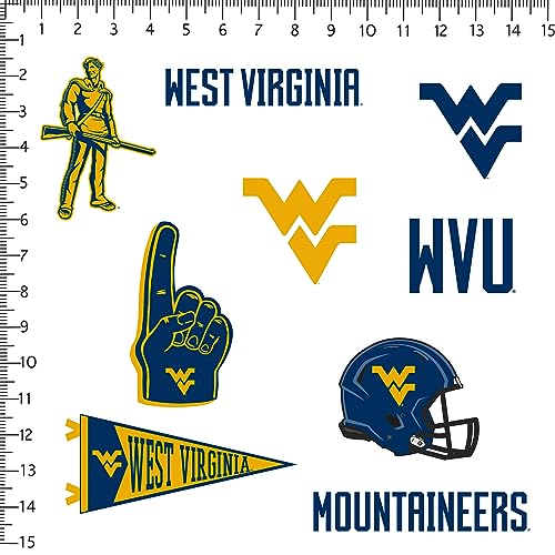 Image of West Virginia University 9ct Vinyl Large Deluxe Stickers Variety Pack - Laptop, Water Bottle, Scrapbooking, Tablet, Skateboard, Indoor /Outdoor - Set of 9