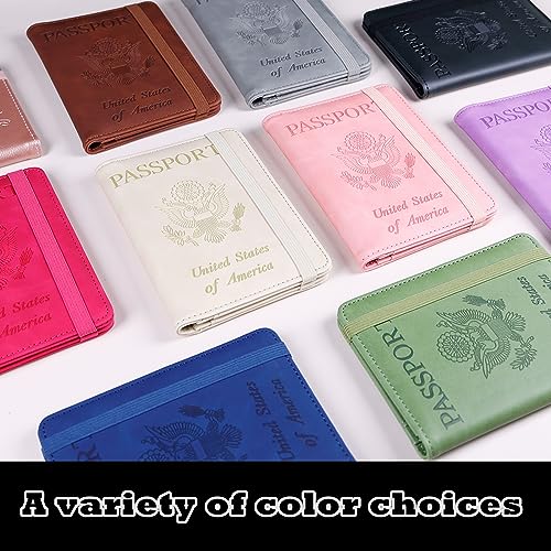Image of Melsbrinna Premium Leather Passport Holder Covers Case, Waterproof Rfid Blocking Travel Wallet Passport Holder with Pen Holder, Cute Passport Book for Women /Men