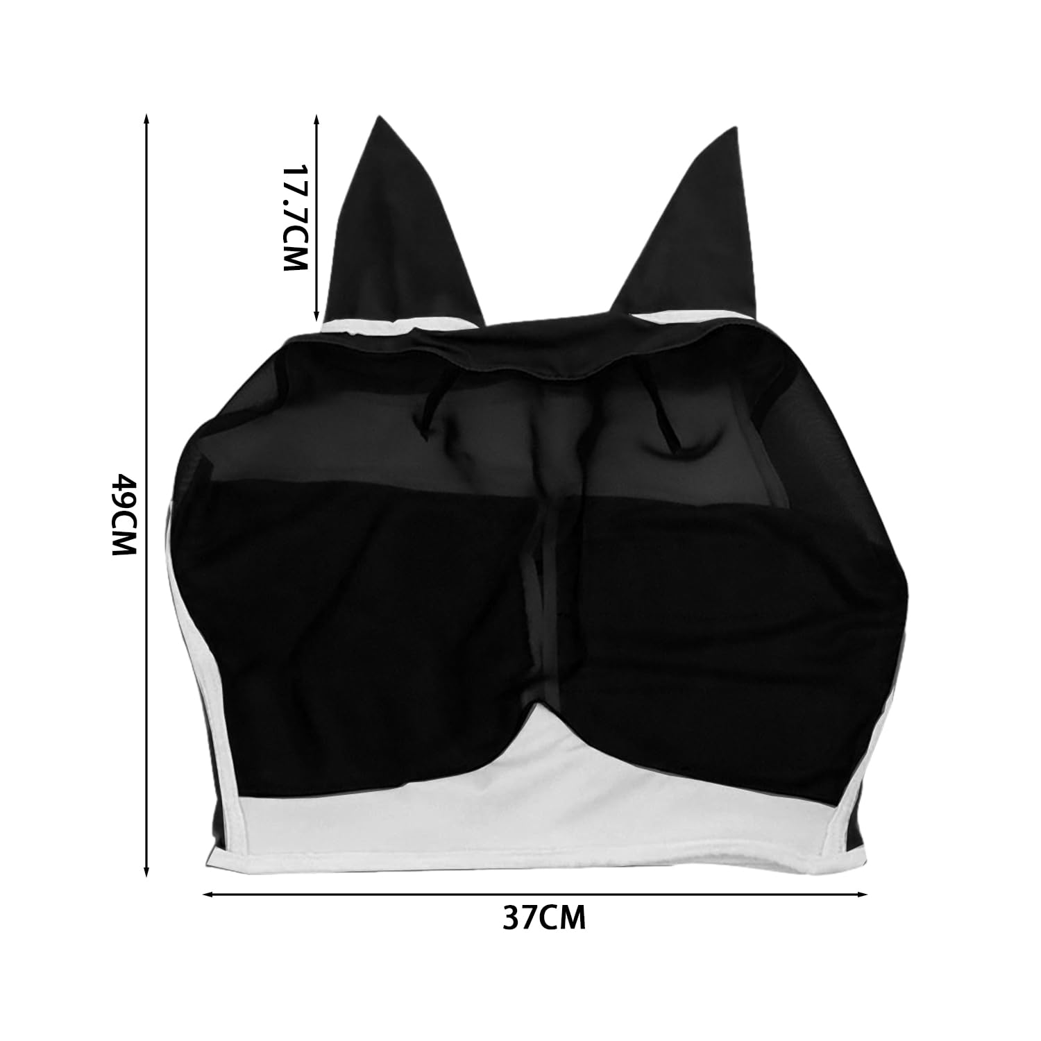 Masque Anti-Mouches Cheval Noir 105 Cm - Protection UV Avec Oreilles Et Filet Respirant
