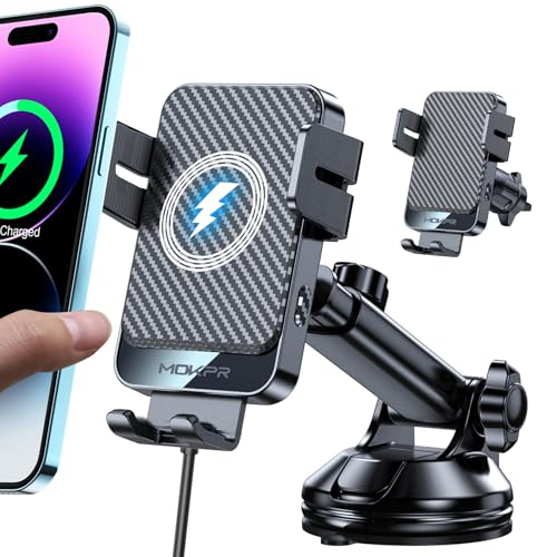 MOKPR Handyhalterung Auto mit Ladefunktion, 15W Fast Wireless Charger Auto Halterung Induktives Laden Induktion Kfz Lade...
