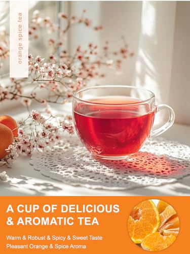 Image of TeeLux Orange Spice Tea, Blended Rosehips with Cinnamon & Hibiscus, Refreshing & Soothing Taste, Caffeine Free, 50 Count