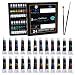 Acrylic Paint Set 24 Colors with 2 Brushes Perfect For Canvas, Wood, Ceramic. Non toxic & Vibrant Colors. Premium Quality Kit For Professional Artist, Students, Beginners & Kids