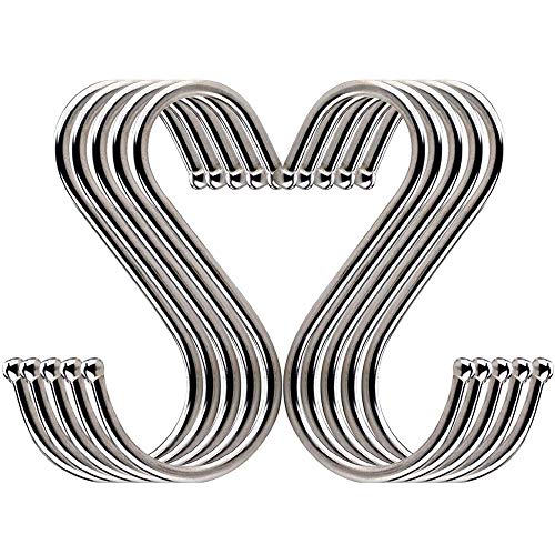 LOYMR 6 Pack 4.7 Inches Extra Large S Shape Hooks Heavy-Duty Metal Hanging Hooks Apply Kitchenware Bathroom Utensils Plants Towels Gardening Multiple uses Tools (Silver)