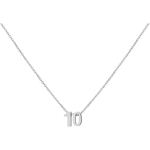 Number Necklace for Women Dainty 18K Gold Plated Pendant Necklace Charm Birth Month...
