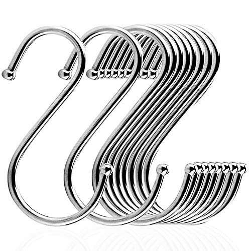 ODSPTER S-förmige Haken, Edelstahl, S-Haken, strapazierfähige Kleiderbügel für Küchentöpfe und Pfannen, Utensilien, Handtücher (18 Stück)
