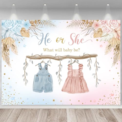 Fondo Fotográfico Baby Shower Gender Reveal 7x5ft Azul/Rosa miniatura 5