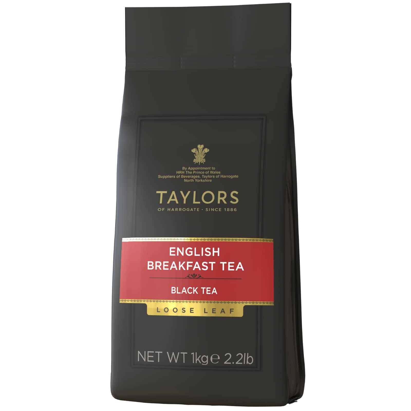 Taylors of Harrogate English Breakfast, Black Tea, Loose Leaf, 1 Kilo Bag|2.2lb (Pack of 1), Rich, Bright & Malty, Caffeinated, Premium Whole Leaf Tea