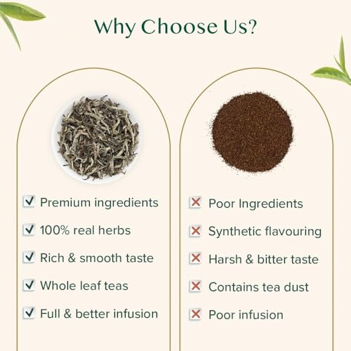 Image of VAHDAM, Imperial White Tea Leaves From Himalayas (25 Cups /1.76oz) High Elevation Grown, White Tea Loose Leaf Tea | Pure Unblended Loose Leaf Tea | Vacuum Sealed (Pack of 3)