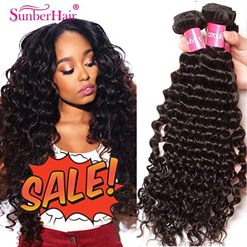 Sunber Curly Bundels Brazilian Hair Deep Wave 3 bundles Brazilian Deep Curly Hair Bundles 100% Unprocessed Human Hair Weaves Natural Black Color Mixed Length 161820 Inch