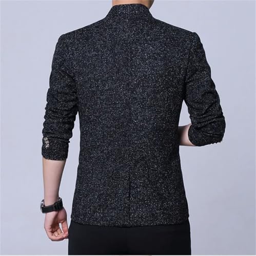 Men Warm Plus Size Puffy Lined Slim Fit Plaid Suit Jacket Casual Single Breasted Blazer3