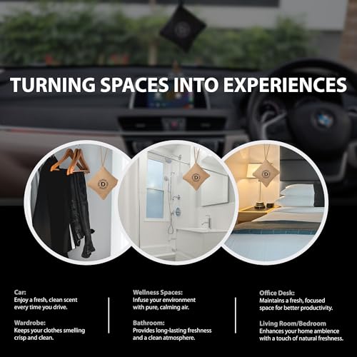 Image of DIFFUZE Camphor Bag Pro | 4-in-1 Air Freshener & Purifier for Car, Closet, Bathroom | Camphor infused with Herbs, Lavender & Sandalwood + Activated Charcoal | Luxury perfume for car and home (Beige)