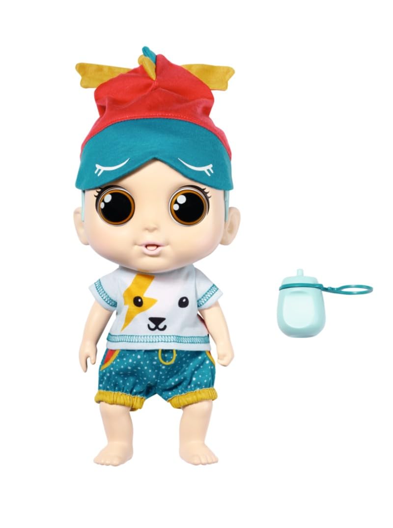 Zapf Creation Chou Chou Baby Mika, Blue Hair 905579 - 30cm Dolls with Movable Eyes with 25 Sound Effects For Toddlers - Extra Romper, Hat, Bottle & Dummy - Batteries Required - Suitable from 2 Year