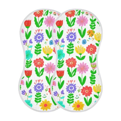 Baby Burp Cloths, Soft Absorbent Burping Cloths for Babies, Cotton Milk Spit Up Rags, Large Size for Newborns, Baby Boys and Girls (Spring Floral Pattern)2