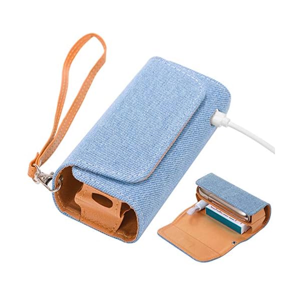 ZITFRI E Zigarette Tasche für IQOS3 / IQOS3 Duo, Hülle aus Leinen und PU-Leder - Organizer für IQOSZubehör, Tasche für E…