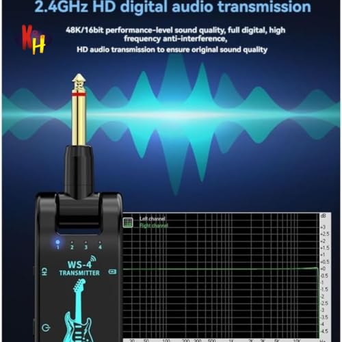 Image of kh Wireless Guitar System, 2.4G, 48KHz /16Bit Rechargeable Guitar Transmitter Receiver, Low Latency Wireless Audio System for Electric Guitar, Bass, Electric Violin Instruments (WS-4)