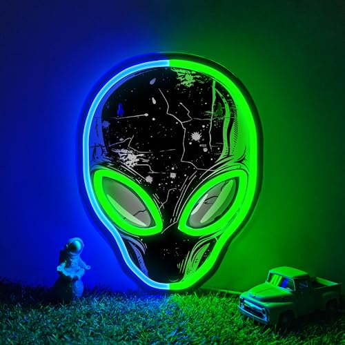 Image of Alien Neon Sign,Dimmable Alien LED Neon Signs for Wall Decor Bedroom Game Room Man Cave Party Decor, LED Light Sign Gifts for Teen Boy Room