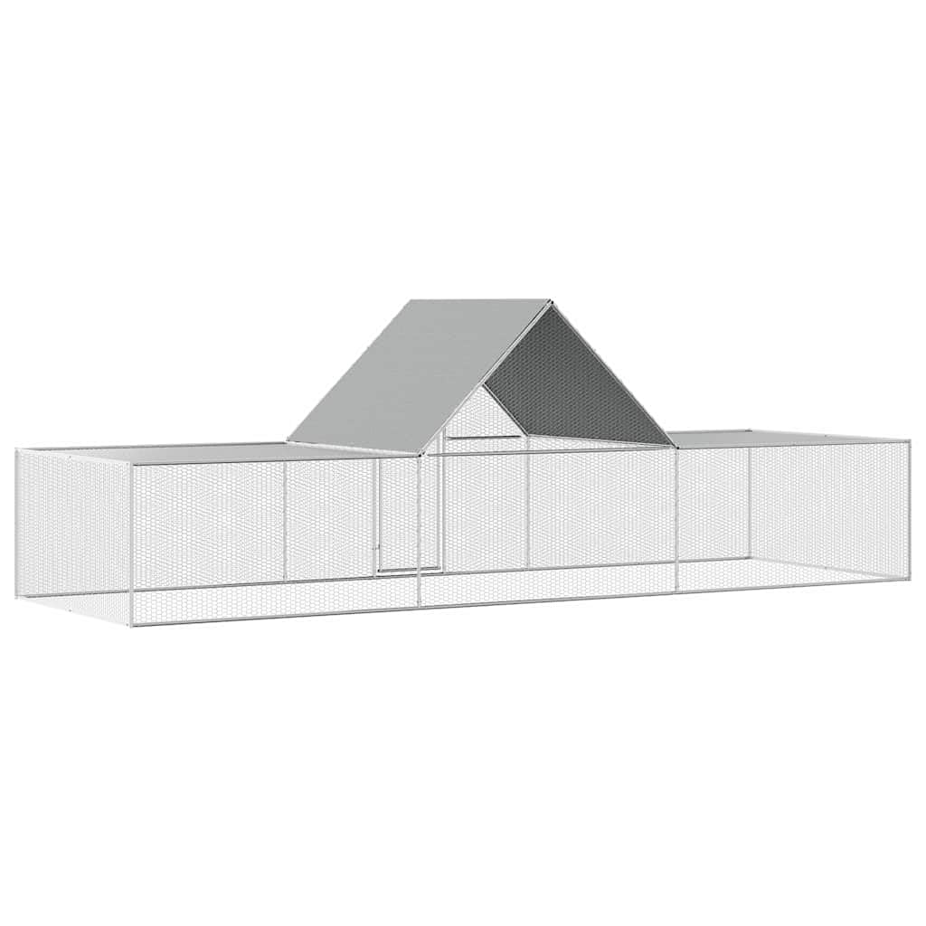 Gallinero espacioso 6 x 2 x 2 m de acero con techo impermeable, puerta bloqueable y rejilla metálica para monitorear tus aves de corral, montar tú mismo