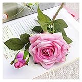 YANGJINR Künstliche Pflanze Rose Künstliche Seide Blumen Große Retro Wohnkultur Gefälschte weiße Faux Rose Künstliche Blumen Vintage Hochzeitsdekoration künstliche Blumen (Color : Rose red)