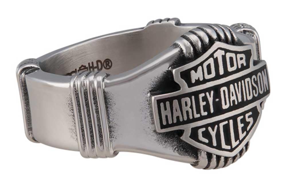 Harley-Davidson Men's Nut & Coil Bar & Shield Ring Band - Stainless Steel (12)