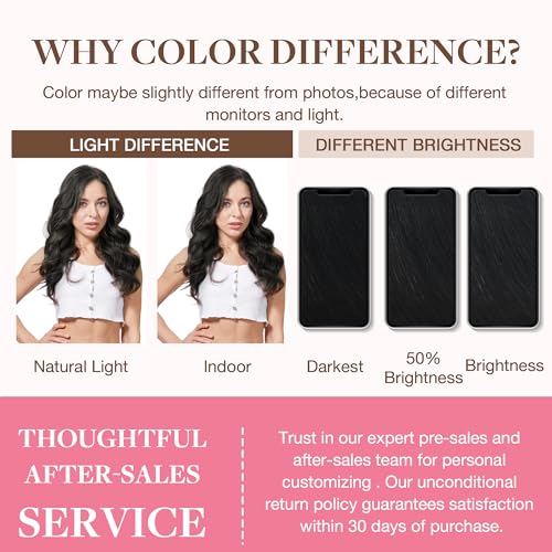 Image of GOO GOO Clip in Hair Extensions Real Human Hair, Remy Human Hair Extensions Clip ins for Women, Natural Human Hair, 24inch 160g 7Pcs, 1 Jet black