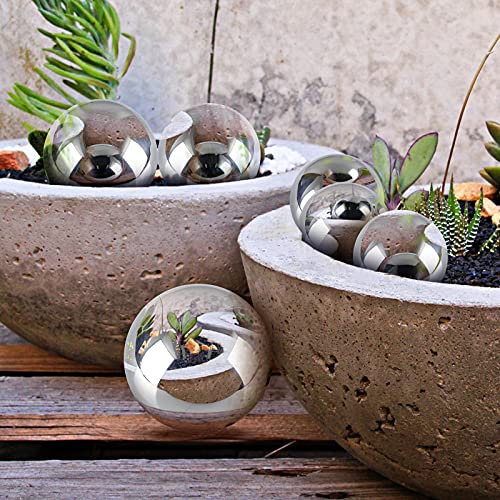 Moligou 6 Pcs Stainless Steel Gazing Balls, 6In/4In/3.5In/3In Diameter Reflective Spheres, Gazing Globe Mirror Balls For Garden, Pond, Yard (Silver) #TOP6