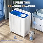 Auertech Portable Washing Machine, 28lbs Twin Tub Washer Mini Compact Laundry Machine with Drain Pump, Semi-automatic 18lbs Washer 10lbs Spinner Combo for Dorms, Apartments, RVs - Image 2
