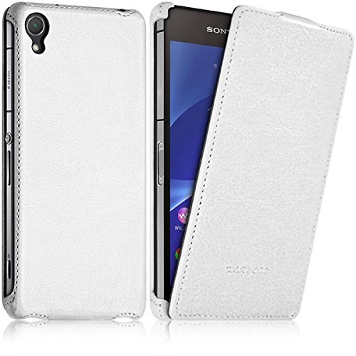 Karylax Seluxion - Carcasa rígida con tapa para Sony Xperia Z2, color blanco y protector de pantalla