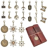 BENECREAT - Colgantes planos redondos del zodiaco con cierres de resorte para decoración de cuaderno de viajero y creación de joyas DIY, Metal, Sin gema