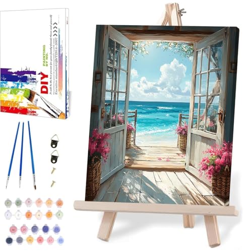 Kit peinture par numéros premium avec toile encadrée rigide et châssis en bois véritable