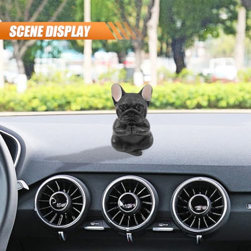Figura Decorativa Perro Pug Meditando Resina para Auto miniatura 3