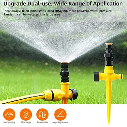 Garten Sprinkler, Rasensprenger 360° Automatische Drehbarer Gartensprenger, 3Pcs Garten Rasensprenger, Wassersprenger Einstellbar Bewässerungssystem für Rasen Pflanzen Gemüse Blumen Pastorale