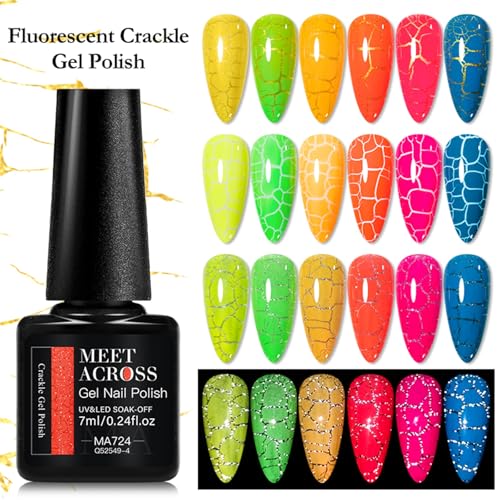Set de Esmaltes Gel Crackle Neon 6 Colores MEET ACROSS miniatura 4