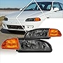 OE Style Headlight Headlamps Assembly Compatible with 92-95 Honda Civic,Smoked Lens/Clear Corner