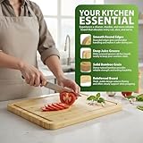 ZENO Large Wooden Chopping Board 40 x 30 x 2CM | Bamboo Cutting Board for Kitchens | Wood Chopping Board with Deep Juice Groove for Meat Veg and Bread | Multi Purpose Wooden Chopping Boards for Home - Image 3
