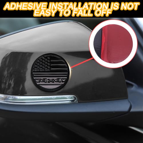 Image of American Flag Badge Car Emblems, 4 x 4 3D Metal Automotive Badge Decals, Round Car Emblem Stickers, Vehicle Exterior Decorative Accessories, Universal for RV, SUV, Truck (Black)