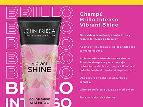 John Frieda Vibrant Shine Colour Shine Shampoo 250 ml, Weightless Glossing Shampoo for Shiny Hair, Sulphate-Free and Silicone-Free Shampoo - Image 4