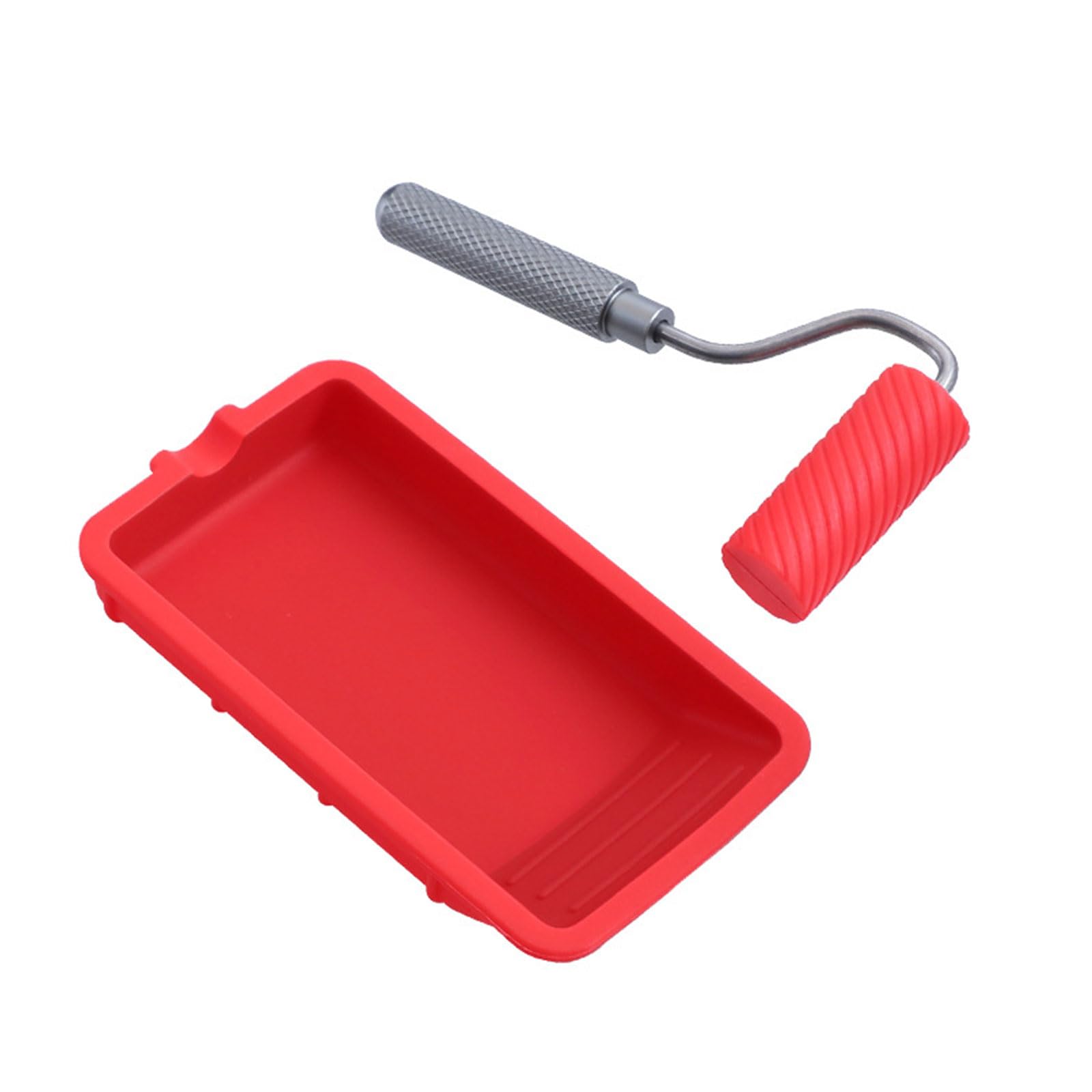 Plcpdm Red 2 Piece Set Quick Drying Woodworking Adhesive Applicator Roller Tray Nondrip Design Smooth Spreader Tool For Carpentry Diyer Easy To Clean Silicone Adhesive Roller